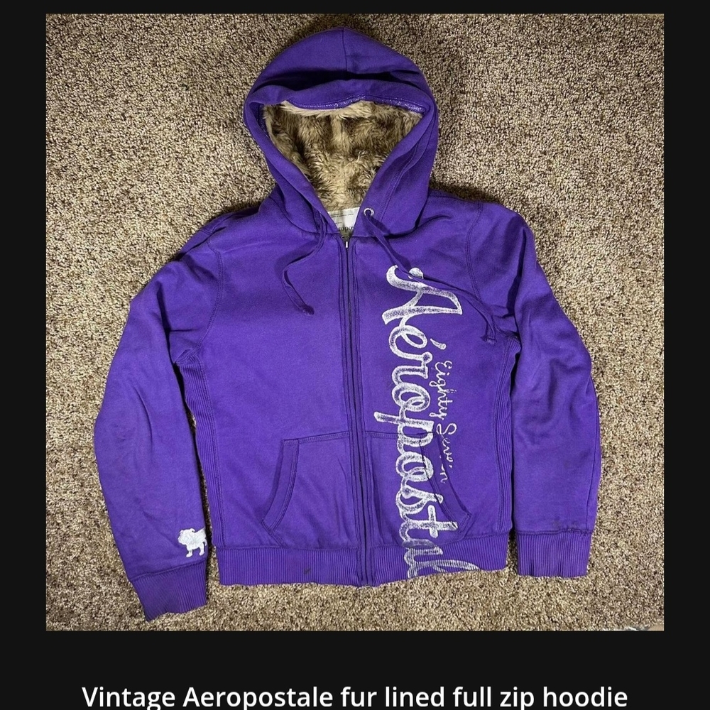 Aeropostale Purple Fur-Lined Jacket (Fits Small-Medium)